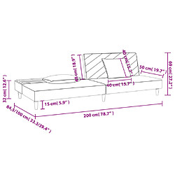 vidaXL Canapé-lit à 2 places avec deux oreillers Gris foncé Tissu pas cher