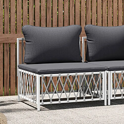 Maison Chic Canapé central de jardin avec coussins | Canapé Sofa d'extérieur | Fauteuil terrasse blanc tissu tissé -MN53917