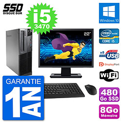 PC Lenovo M92p SFF Ecran 22" Intel i5-3470 RAM 8Go SSD 480Go Windows 10 Wifi · Occasion 