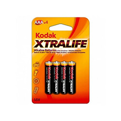 KODAK - Piles - XTRALIFE Alcaline - AAA / LR03 - pack de 4 - Multicolore