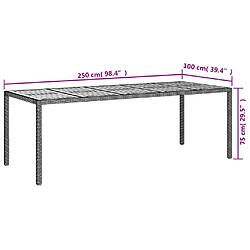 vidaXL Table de jardin Gris 250x100x75 cm Résine tressée pas cher