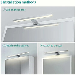 Avis EMKE Lampe Miroir LED Salle de Bain Miroir Lumière Blanc 40cm, Lampes Miroir pour la Salle de Bain, 3 Méthodes d'Installation, Éclairage Armoire Miroir 4200K