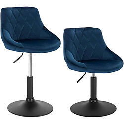 Helloshop26 Lot de 2 tabourets de bar en velours bleu 19_0000248 