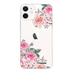 Coque iPhone 12 mini souple transparente Roses roses Motif Ecriture Tendance Evetane 