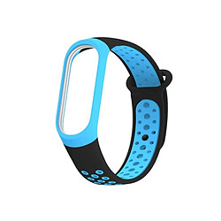 Wewoo Bracelet pour montre connectée Bande de en silicone coloré Xiaomi Mi Band 3 & 4 Noir Bleu 