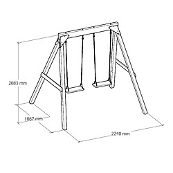 AXI Yuna Balançoire Double en Bois Marron - Bois FSC - Balançoire autoportante avec 2 sièges de balançoire en bois - Portique pour enfants - Garantie 10 ans pas cher