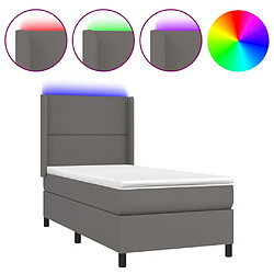 vidaXL Sommier à lattes de lit matelas LED Gris 100x200 cm Similicuir