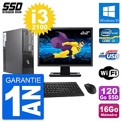 PC Fujitsu E500 E85+ DT Ecran 22" i3-2100 RAM 16Go SSD 120Go Windows 10 Wifi · Occasion 