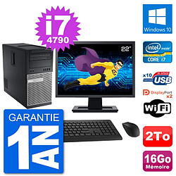 PC Tour Dell 9020 Ecran 22" Intel i7-4790 RAM 16Go Disque 2To Windows 10 Wifi · Occasion 