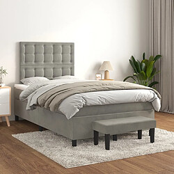 Maison Chic Lit Adulte - Lit simple Lit à sommier tapissier et matelas moelleux - Meuble de Chambre - Gris clair 120x200cm Velours -MN59193