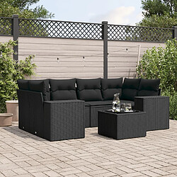 Maison Chic Ensemble Tables et chaises d'extérieur 7pcs avec coussins,Salon de jardin noir résine tressée -GKD432605