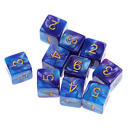 10pcs 6 sided dés d6 dés poliédrique pour les jeux de table des donjons et des dragons bleu violet pas cher