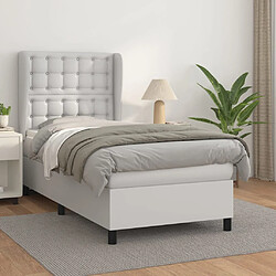 vidaXL Sommier à lattes de lit avec matelas Blanc 100x200cm Similicuir