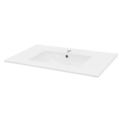 Ecd Germany Lavabo en céramique blanc avec garniture de vidage vasque encastrer 810x465 mm