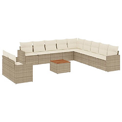 Maison Chic Salon de jardin avec coussins 12 pcs, Ensemble Tables et chaises de jardin, beige résine tressée -GKD291405