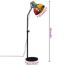 vidaXL Lampadaire 25 W multicolore 30x30x90-150 cm E27 pas cher