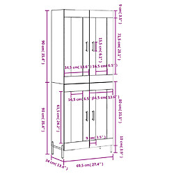 vidaXL Buffet haut Chêne sonoma 69,5x34x180 cm Bois d'ingénierie pas cher