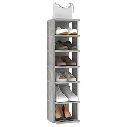 vidaXL Armoire à chaussures Gris béton 27,5x27x102cm Bois d'ingénierie pas cher