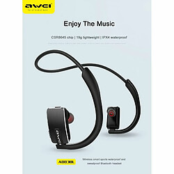 Acheter Awei A883Bl Sport Bluetooth Écouteur Avec Micro Basse Stéréo Étanche Sans Fil Casque Antibruit Casque Noir