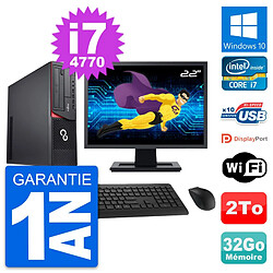 PC Fujitsu E920 DT Ecran 22" Intel i7-4770 RAM 32Go Disque 2To Windows 10 Wifi · Occasion 