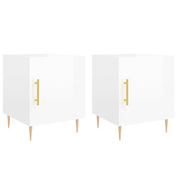 vidaXL Tables de chevet 2 pcs blanc brillant 40x40x50 cm