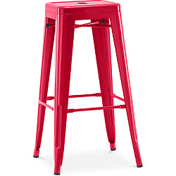 ICONIK INTERIOR Tabouret de bar - Design industriel - Acier - 76cm - Stylix Rouge