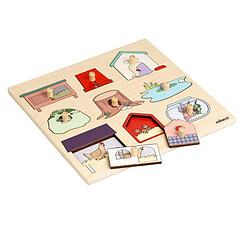 Educo Puzzle en Bois - Puzzle surprise - maisons d'animaux - jeu Montessori 