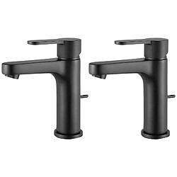 2PCS Cecipa max Robinet de Lavabo Noir, Robinet de Salle de Bain Avec Vidange Automatique, Mitigeur de lavabo pour Salle de Bain,EU Modèle