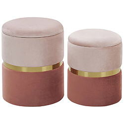 Beliani Set de 2 poufs en velours rose avec rangement WICHITA