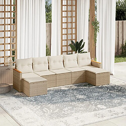 vidaXL Salon de jardin avec coussins 7 pcs beige résine tressée