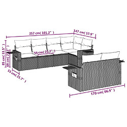 Acheter vidaXL Salon de jardin avec coussins 7 pcs gris résine tressée