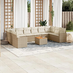 Maison Chic Salon de jardin 11 pcs avec coussins, Ensemble Tables et chaises d'extérieur beige résine tressée -GKD837535