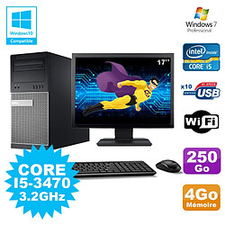 Lot PC Tour Dell 790 Intel I5-3470 3.2Ghz 4Go 250Go DVD WIFI Win 7 + Ecran 17" - Occasion