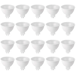 Lot 20 Ampoules réflecteur LED GU5.3 Eclairage 5W blanc chaud Lot de 20 ampoules LED réflecteur GU5.3 5W (puissance équivalente à une ampoule de 21 W). Spot...