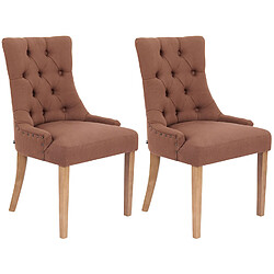 Decoshop26 Lot de 2 chaises de salle à manger avec boutons décoratives assise en tissu marron 10_0001523