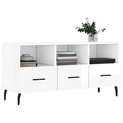 Avis Maison Chic Meuble TV scandinave - Banc TV pour salon Blanc brillant 102x36x50 cm Bois d'ingénierie -MN22406