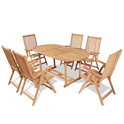 Maison Chic Mobilier de salle à manger d'extérieur,Meuble à dîner de jardin 7 pcs et chaises pliables Teck solide -GKD259508