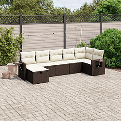 vidaXL Salon de jardin avec coussins 7 pcs marron résine tressée 