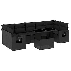 vidaXL Salon de jardin 8 pcs avec coussins noir résine tressée