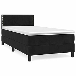 Maison Chic Structures de lit + matelas,Lit à sommier tapissier avec matelas Noir 100x200 cm Velours -MN35329