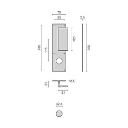 Poignée palière aluminium type Bastille trou de 32 argent - HERACLES - I-231103TR32