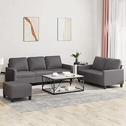 vidaXL Ensemble de canapés 3 pcs avec coussins Gris Similicuir