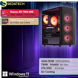 Sedatech PC Gamer • AMD Ryzen 5 7500F • RX 7900 GRE • 32Go DDR5 • 2To SSD M.2 • Windows 11