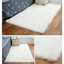 Acheter LUUCOZK Tapis Shaggy en fausse fourrure pour chambre à coucher, salon - Blanc - pointe grise-120x180cm rectangulaire