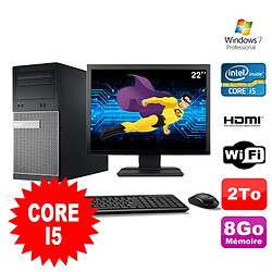 Lot PC Tour DELL 3010 MT I5-2400 Graveur 8Go 2To HDMI Wifi W7 + Ecran 22" - Occasion