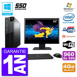 PC Lenovo M82 SFF Ecran 22" G640 RAM 4Go SSD 960Go Graveur DVD Wifi W7 - Occasion