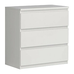 Commode CHELSEA 3 Tiroirs - Couleur blanc mat - L 77,2 x P 42 x H 79,9 cm