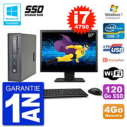 PC HP EliteDesk 800 G1 SFF Ecran 27" i7-4790 4Go SSD 120Go Graveur DVD Wifi W7 - Occasion