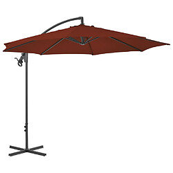 vidaXL Parasol de jardin en porte-à-faux avec mât en acier terre cuite 