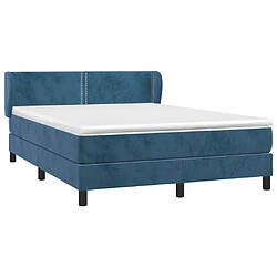 Avis Maison Chic Lit adulte- Lit + matelas,Sommier à lattes de lit et matelas Bleu foncé 140x200cm Velours -GKD42004